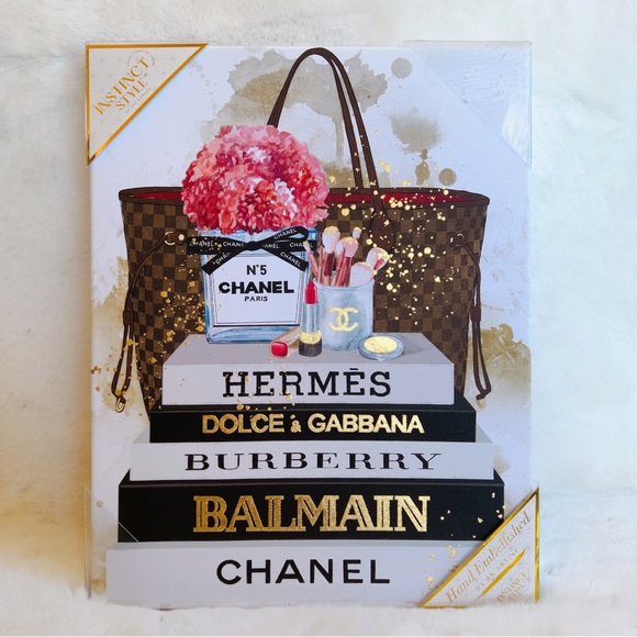 Instant Style Other - Print Art designer instant style hand embellished 11x14 book bag make up flowers